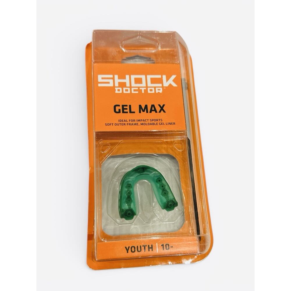 Shock Doctor Gel Max Mouthguard, Youth 10 and Under for Impact Sports Green USA